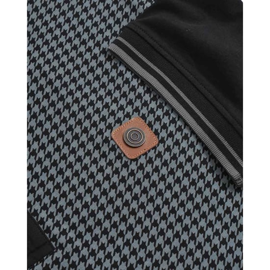 Lambretta Mens Houndstooth Big & Tall Polo Shirt (Black/Iron) - Image 5