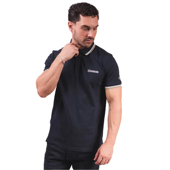 Lambretta Heren SS25 Triple Tipped Poloshirt (Marine/Wit/Stone/Basil) - Image 3