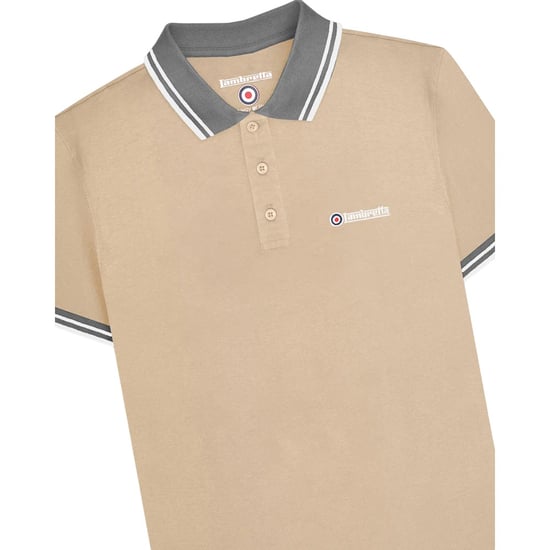 Lambretta Heren Polo Shirt met Contrastafwerking (Steen/IJzer) - Image 3