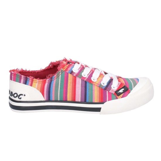 Rocket Dog Vrouwen/dames Jazzin Eden Stripe Lace Up Canvas Trainer (Rood/Multi) - Image 1