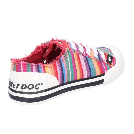 Rocket Dog Vrouwen/dames Jazzin Eden Stripe Lace Up Canvas Trainer (Rood/Multi) - Image 2