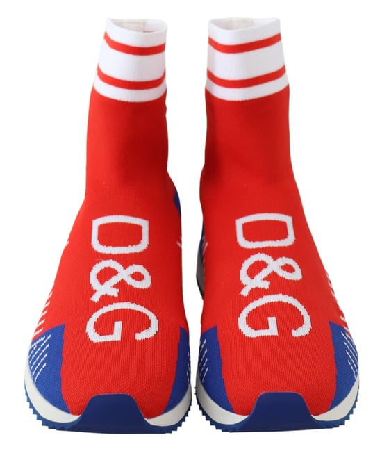 Dolce & Gabbana Heren Blauw Rode Sorrento Logo Sneakers Sokken Schoenen - Image 4