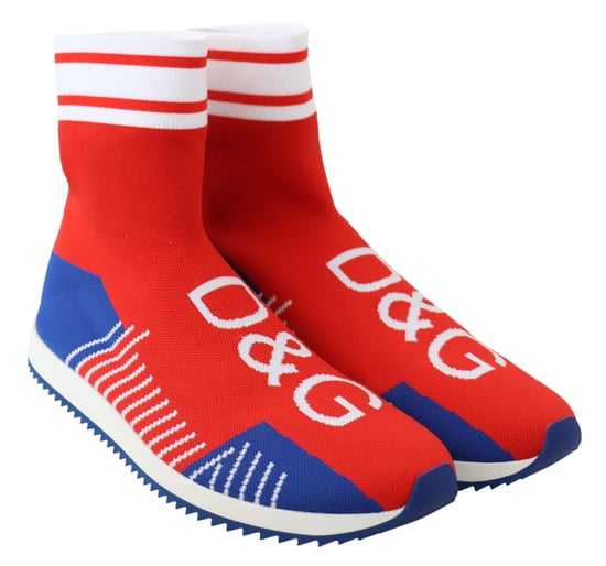 Dolce & Gabbana Heren Blauw Rode Sorrento Logo Sneakers Sokken Schoenen - Image 5