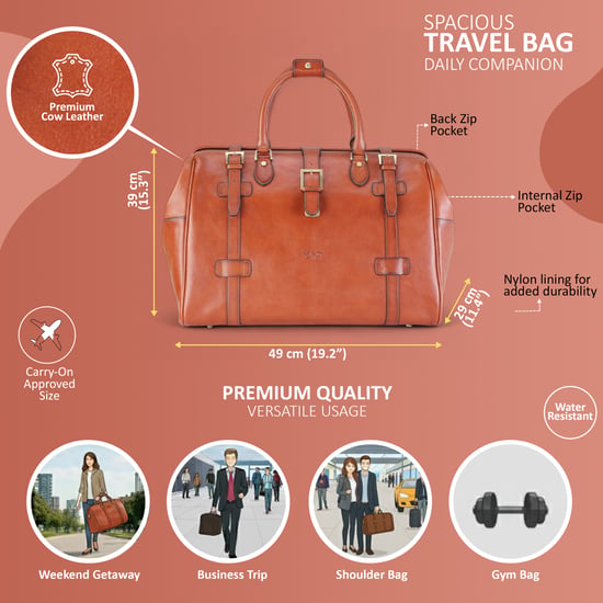 Echte leren bruine reistas met vintage stijl - Windsor - Image 2