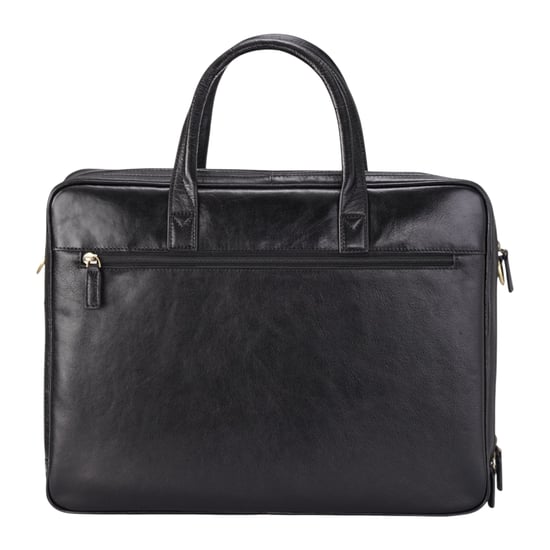 Echte leren laptoptas in zwart, met schoudertas van Satchel Messenger - Belmont - Image 3