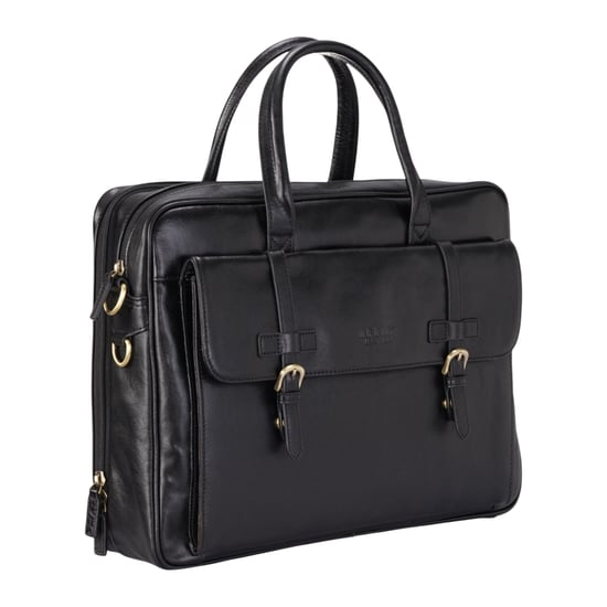 Echte leren laptoptas in zwart, met schoudertas van Satchel Messenger - Belmont - Image 4