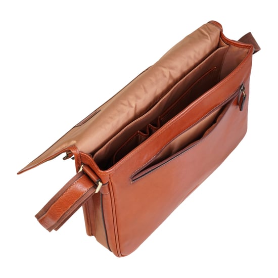 Echte leren bruine laptoptas met schoudertas - Astor - Image 5