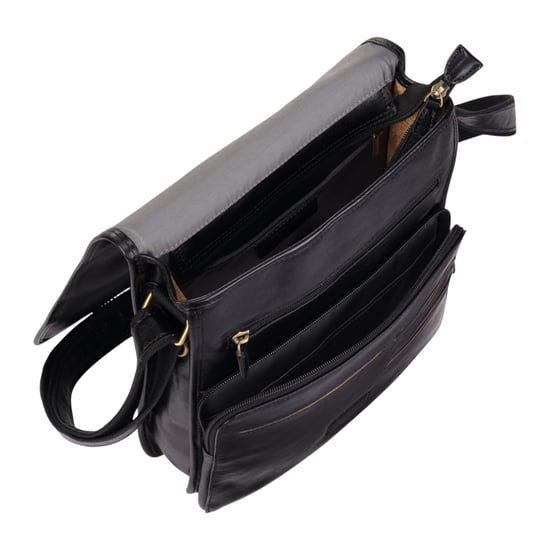 Vintage zwarte leren messenger schoudertas crossbody reistas - Ranger - Image 6