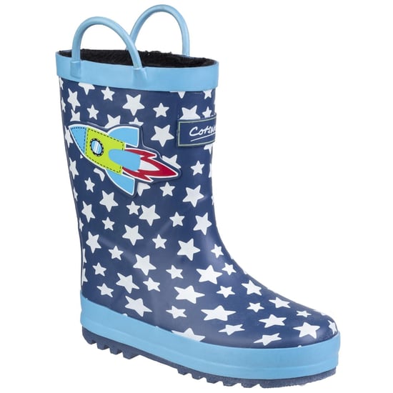 Cotswold Kinderen/Kinderen Sprinkler Wellington Laarzen (Donkerblauw/Wit) - Image 1