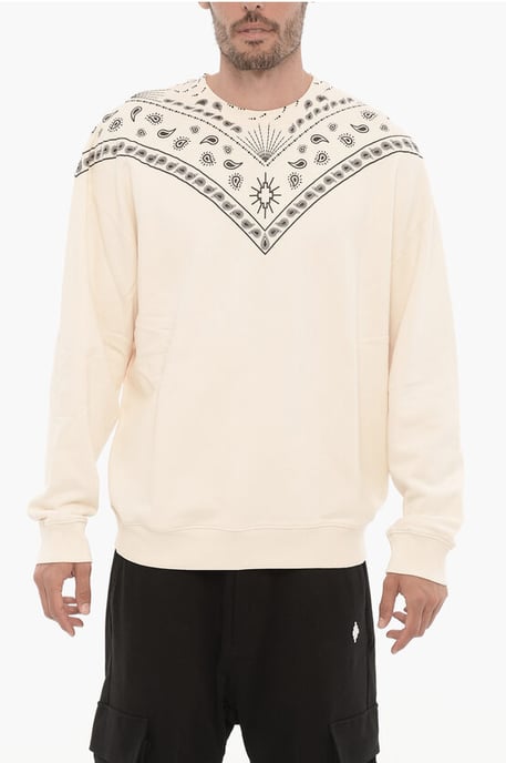 Sweatshirt met ronde hals en bandanamotief in zwart-wit - Image 1