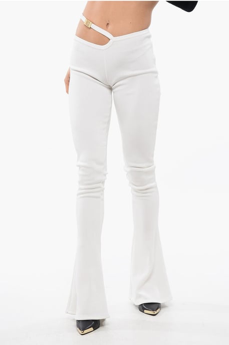 Uitlopende legging met uitsparing in beige - Image 1
