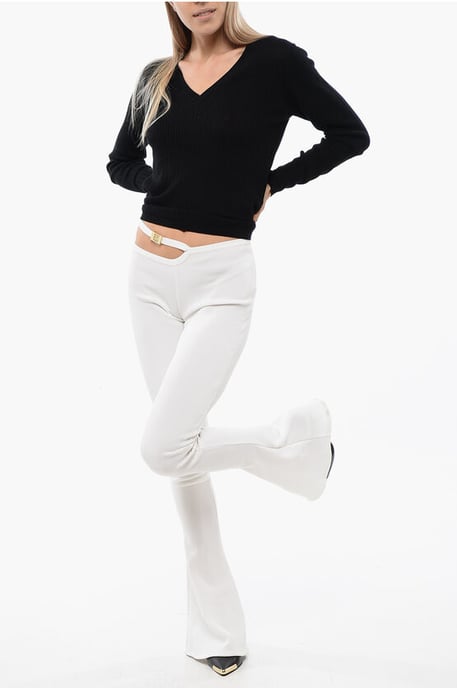 Uitlopende legging met uitsparing in beige - Image 4