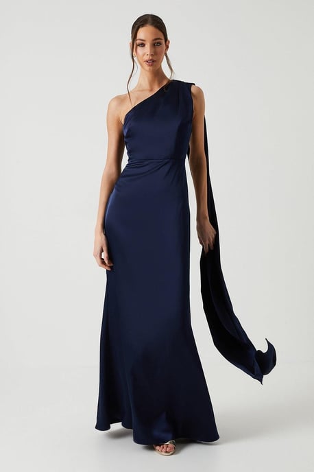Drape Shoulder Detail Bridesmaids Dress - Image 1