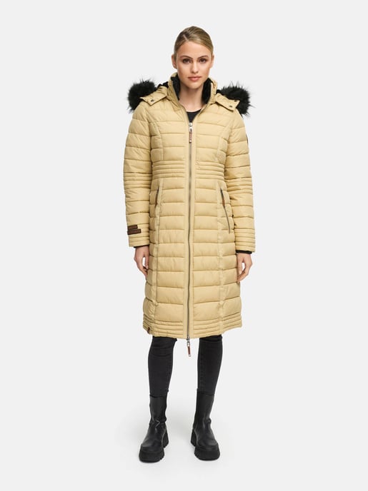 Navahoo Lange Dames Winterjas Umay – Gewatteerde Jas met Afneembare Capuchon & Bontkraag - Image 1