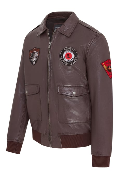 Heren bruin vliegend leren bomberjack G-1 Aviator kraag - Hudson - Image 4