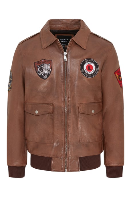 Heren bruin vliegende leren bomberjack G-1 Aviator kraag - Hudson - Image 2