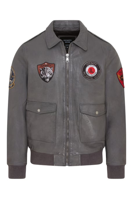 Heren grijs Flying leren bomberjack G-1 Aviator kraag - Hudson - Image 2