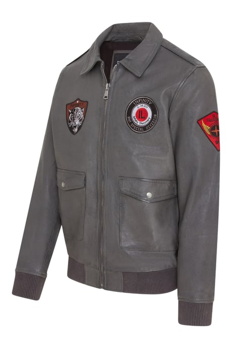 Heren grijs Flying leren bomberjack G-1 Aviator kraag - Hudson - Image 4