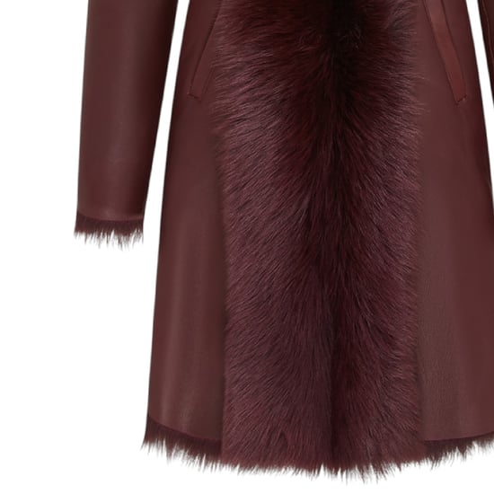 Dames Trenchcoat met capuchon van bordeauxrood Toscaanse schapenvacht - Coast - Image 6