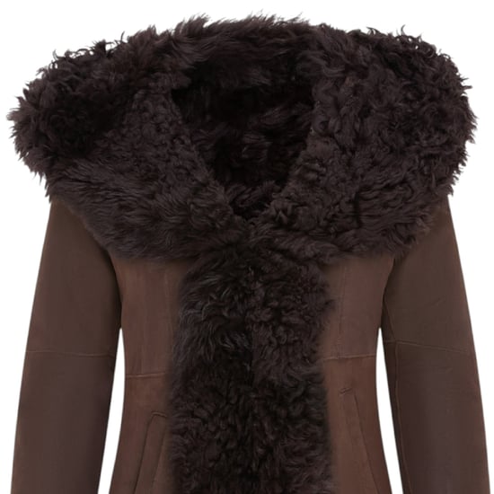 Dames bruine Toscaanse schapenvacht leren trenchcoat met capuchon - Coast - Image 5
