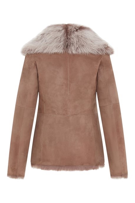 Dames Taupe Schapenvacht Toscana Merino Shearling Suède Leren Jas - Siena - Image 5