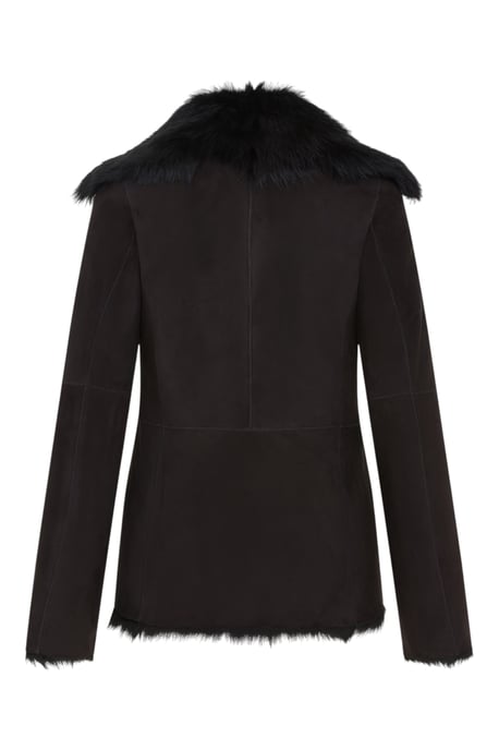 Dames zwarte Toscaanse Merino schapenvacht suède leren jas - Siena - Image 5