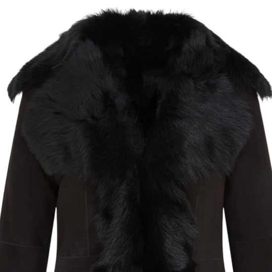 Dames zwarte Toscaanse Merino schapenvacht suède leren jas - Siena - Image 6