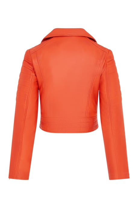 Dames Brando Cropped Oranje Leren Jas - Longtown - Image 4