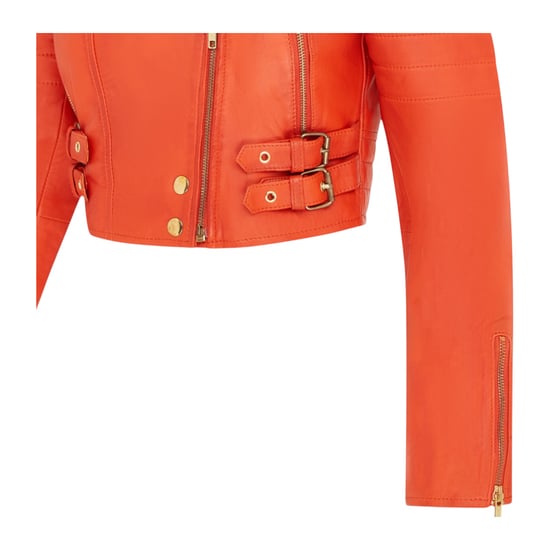 Dames Brando Cropped Oranje Leren Jas - Longtown - Image 6