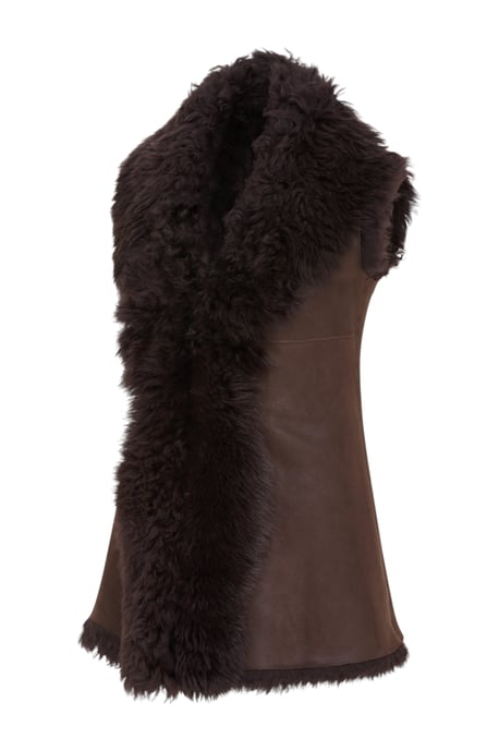 Dames Bruin Toscana Shearling Nappa Leren Schapenvacht Gilet - Parkes - Image 2