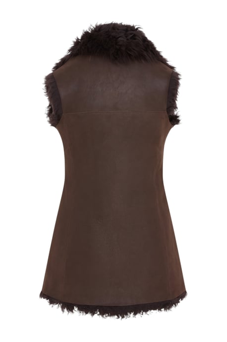Dames Bruin Toscana Shearling Nappa Leren Schapenvacht Gilet - Parkes - Image 4