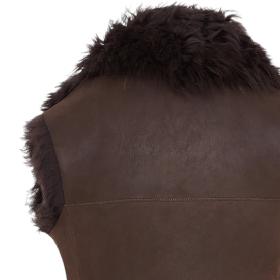 Dames Bruin Toscana Shearling Nappa Leren Schapenvacht Gilet - Parkes - Image 6