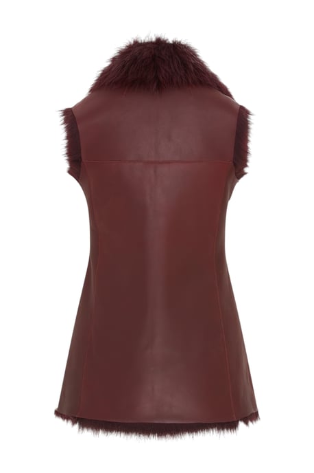 Dames Bordeaux Toscana Shearling Nappa Leren Schapenvacht Gilet - Parkes - Image 4