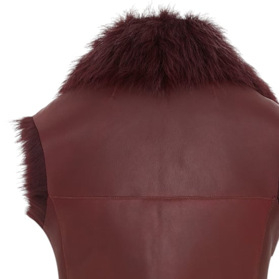 Dames Bordeaux Toscana Shearling Nappa Leren Schapenvacht Gilet - Parkes - Image 6
