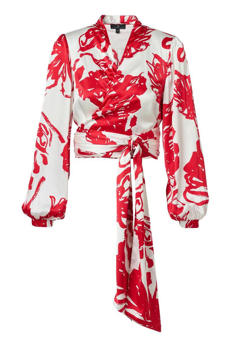 Carly Print Blouse Rood / Wit - Image 2
