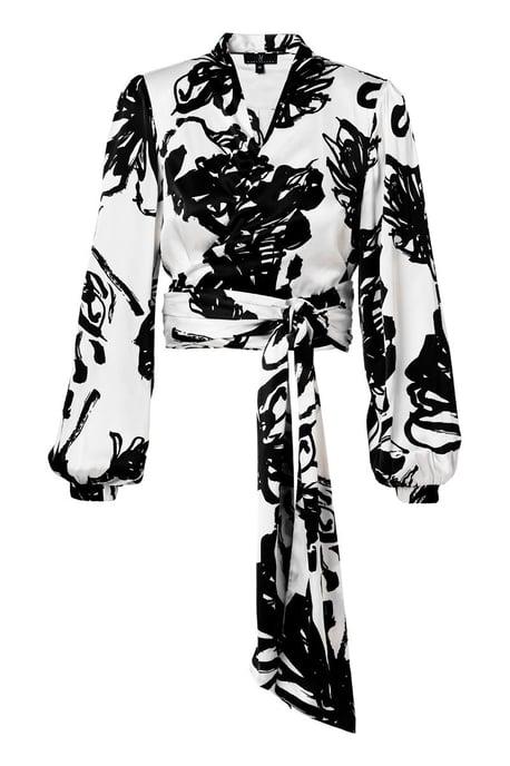 Carly Print Blouse Zwart / Wit - Image 2