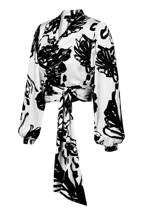 Carly Print Blouse Zwart / Wit - Image 3