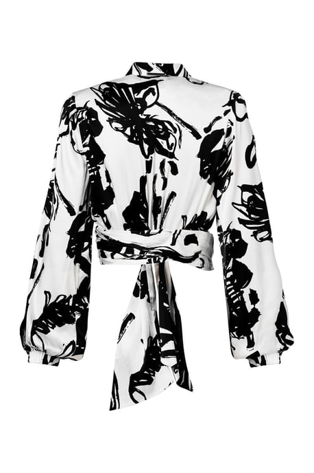Carly Print Blouse Zwart / Wit - Image 4