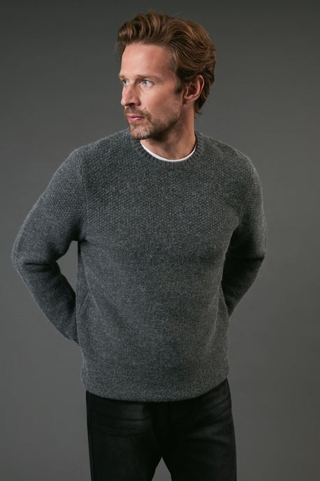 Tuck Stitch Yoke Crew Neck Jumper - Image 1