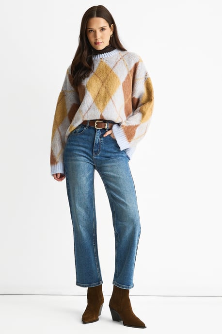 Blauwe jeans met rechte pijpen en middelhoge taille - Image 1