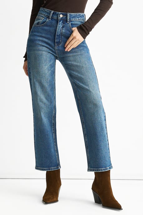 Blauwe jeans met rechte pijpen en middelhoge taille - Image 2