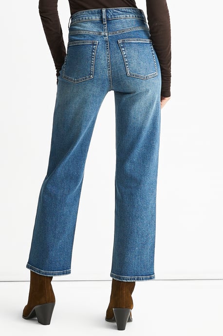 Blauwe jeans met rechte pijpen en middelhoge taille - Image 4
