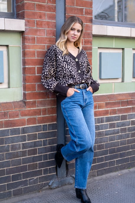 Blauwe jeans met middelhoge taille en rechte pijpen - Image 3
