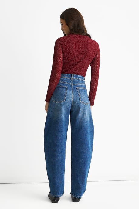 Blauwe jeans met middelhoge taille en rechte pijpen - Image 4
