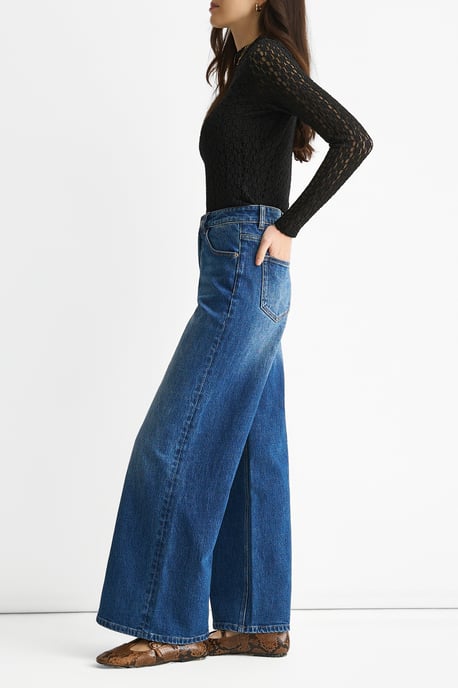 Blauwe jeans met middelhoge taille en wijde pijpen - Image 3
