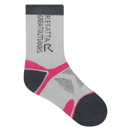 Regatta Kinder/Kinder Blister Protect II Crew Sokken (Licht staal/framboos-roos) - Image 1