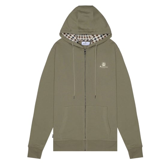 Aquascutum Active Small Logo Full Zip Up Army Green Hoodie - Image 1