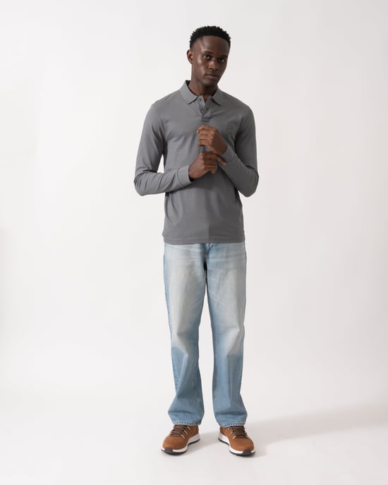 Passant Lange Mouwen Polo Shirt in Grijs - Image 3