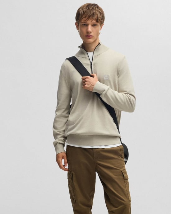 Kanobix Licht Beige 271 1/4 Zip Trui in Nude - Image 4