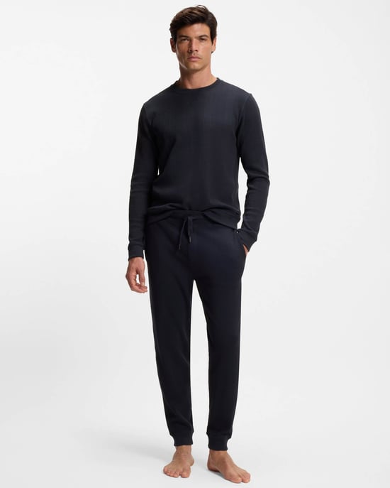 Structuur Loungewear Broek in Donkerblauw - Image 4